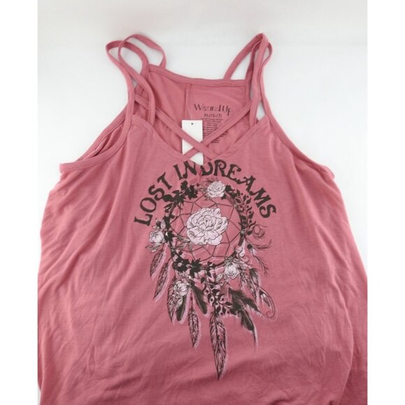 New Wonder Up Pink Lost In Dreams Dreamcatcher Tank Top Lace Hem XL 15 17 Boho - Picture 3 of 8